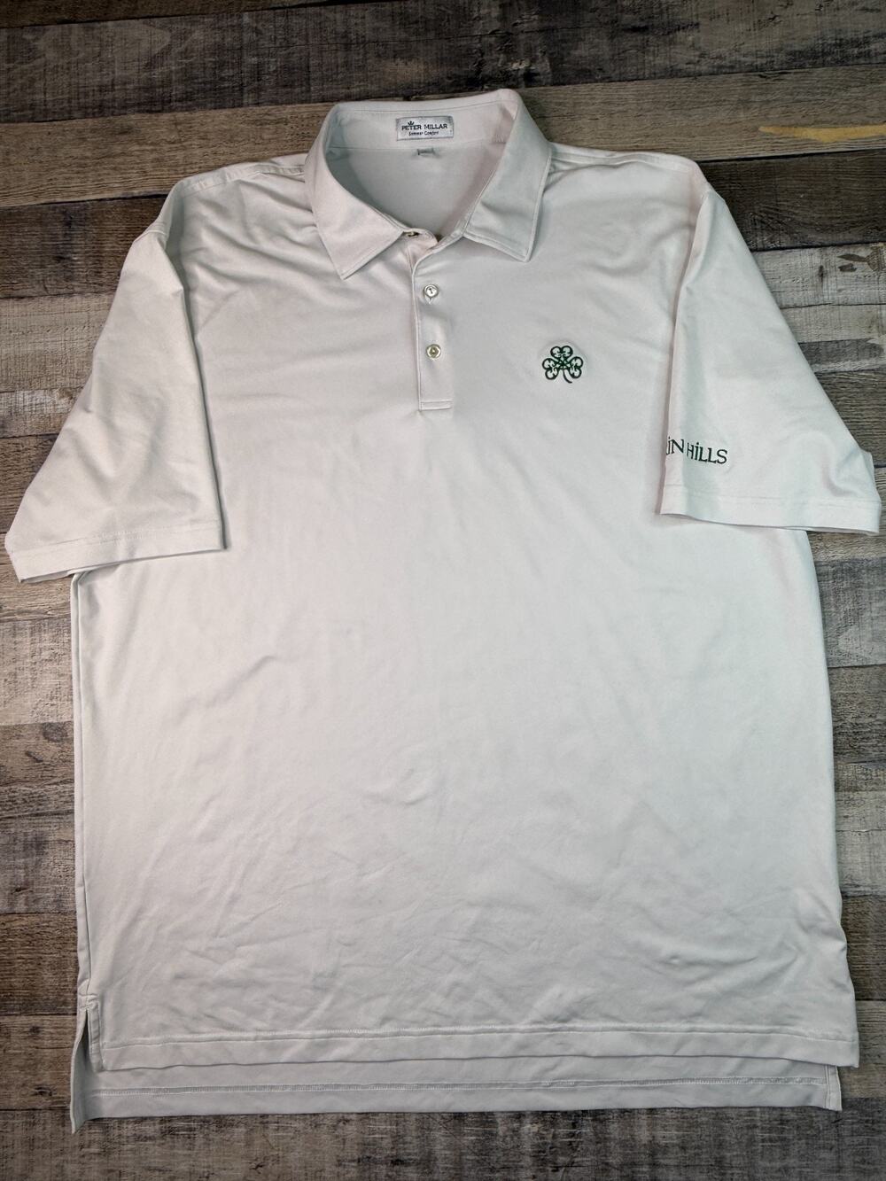 Peter Millar Summer Comfort Polo Shirt Mens Size XL White Golf Erin Hills Logo